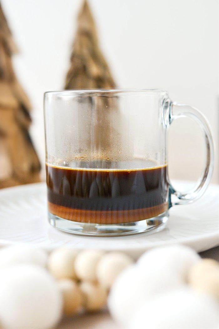 double shot espresso in mug with caramel