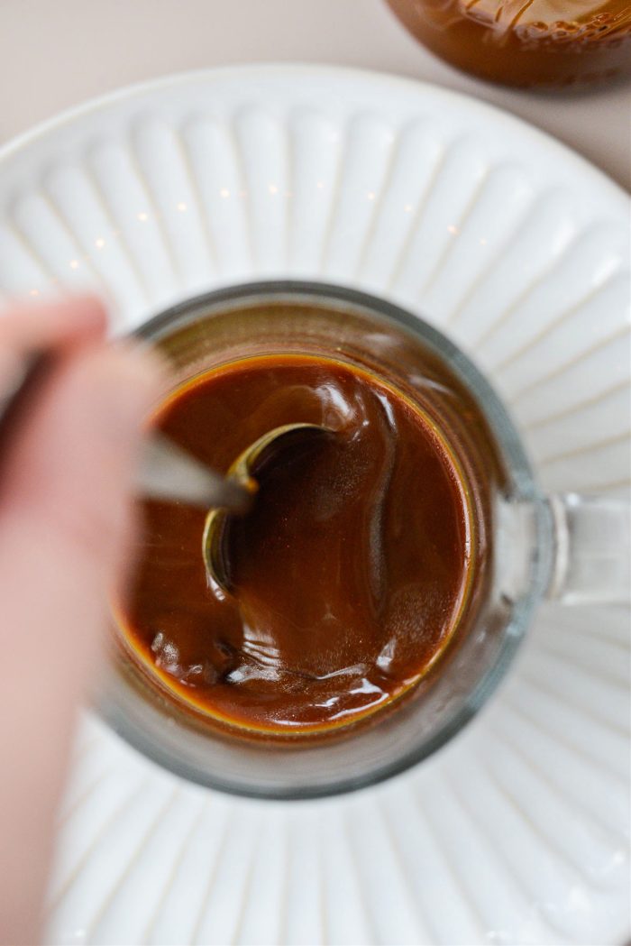 stir espresso with caramel