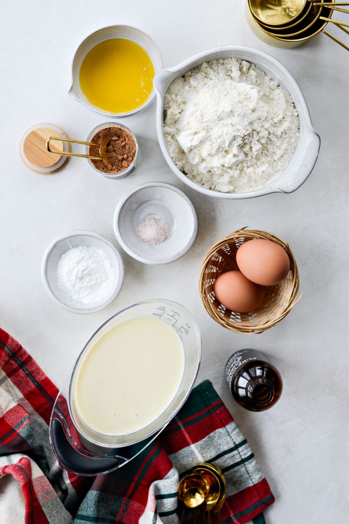 ingredients for Eggnog Pancakes