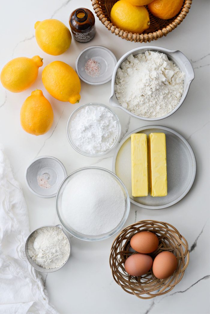 ingredients for Meyer Lemon Bars