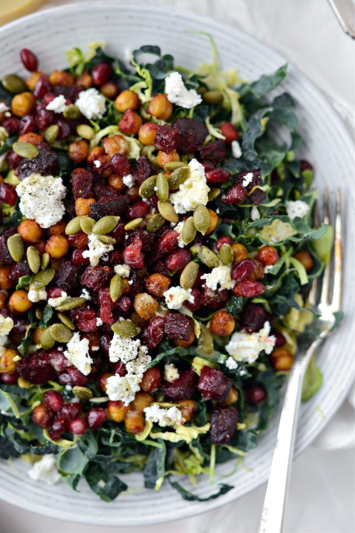 Roasted beet and chickpea cabbage salad