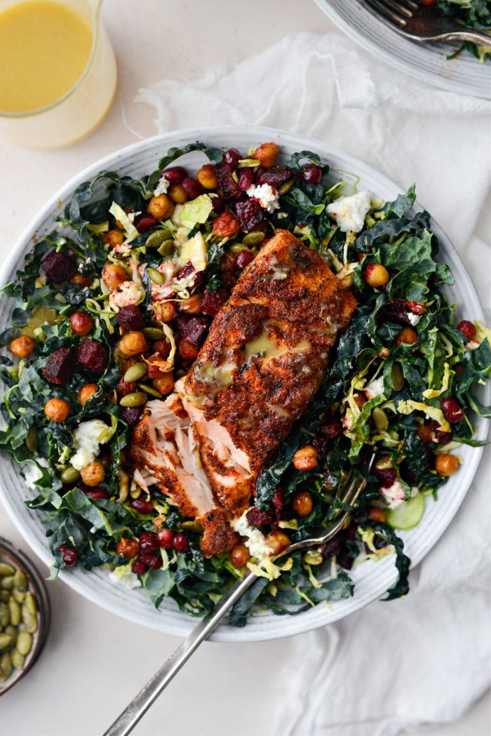 Roasted beet and chickpea cabbage salad