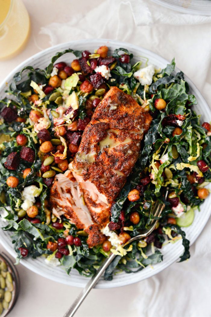 Roasted beet and chickpea cabbage salad