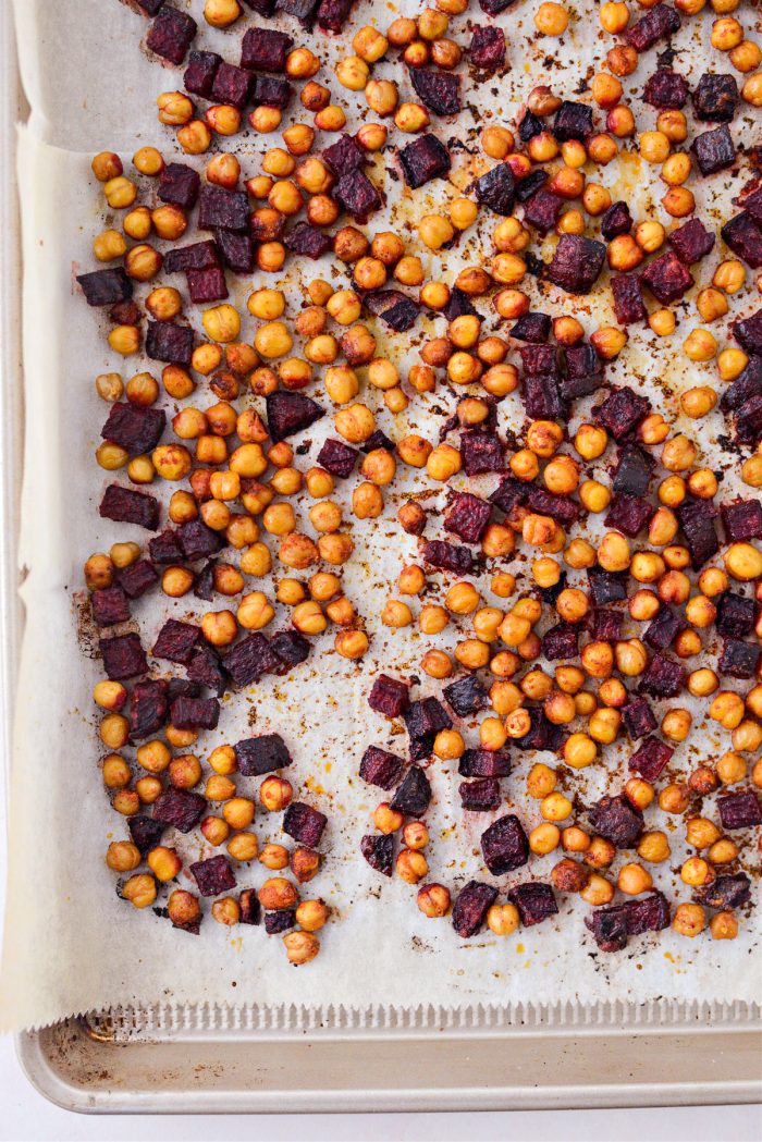 roasted beets and chickpeas