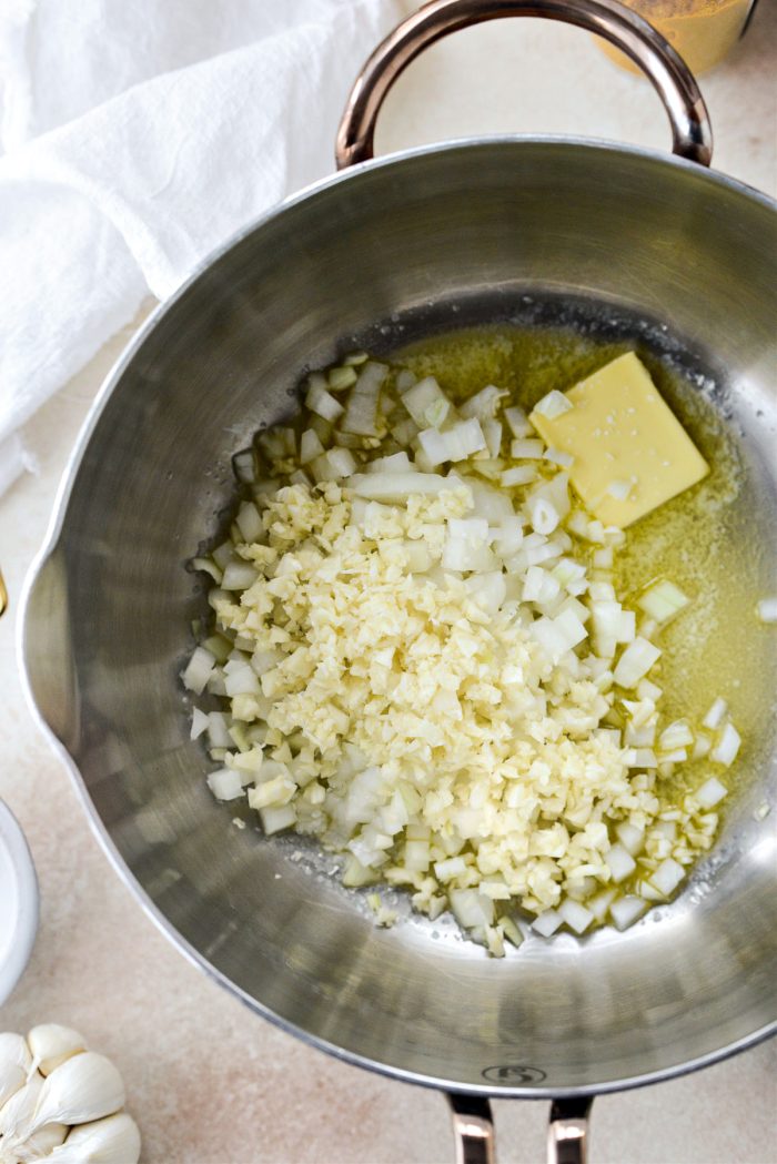 sauté onions and garlic in butter