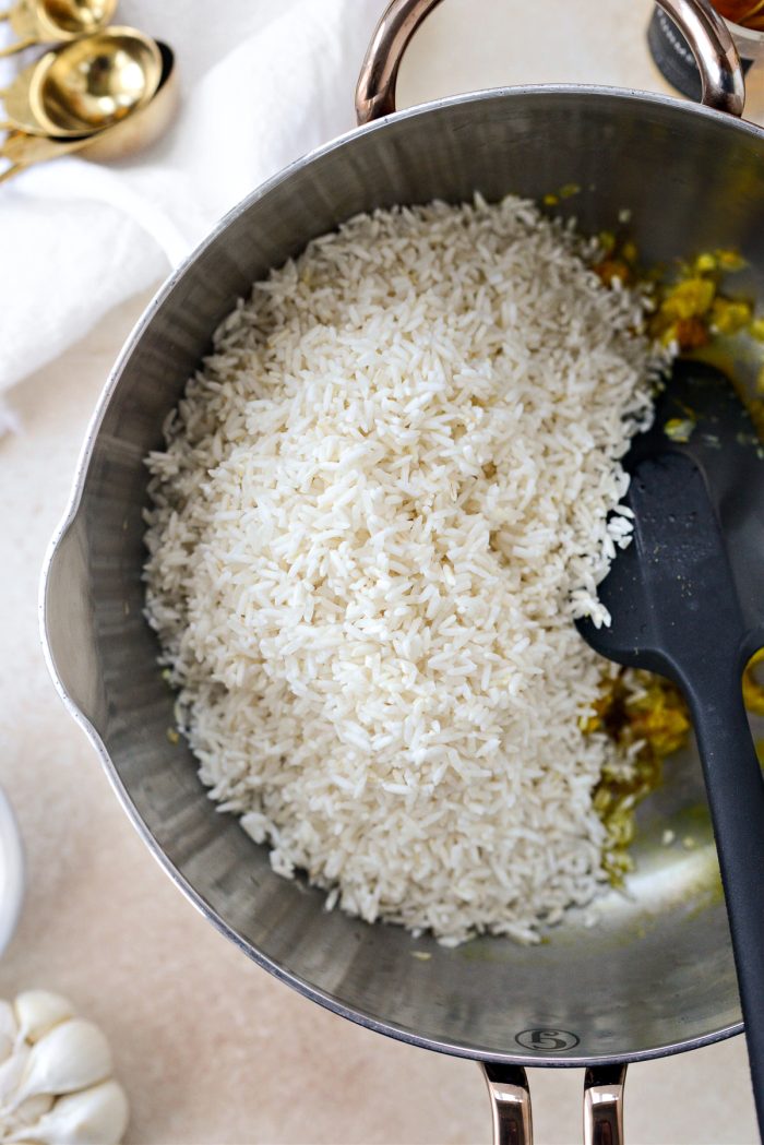 add rinsed basmati rice