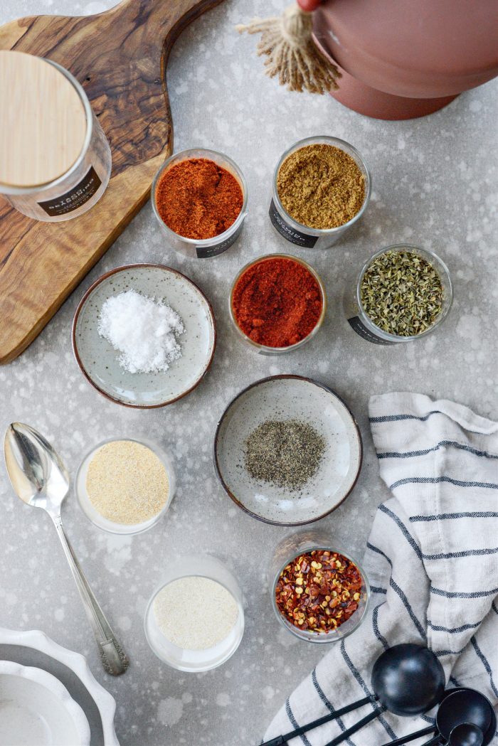 Ingredients for Homemade Taco Seasoning