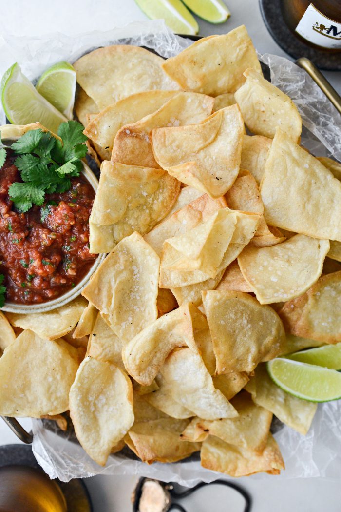 homemade salty lime tortilla chips