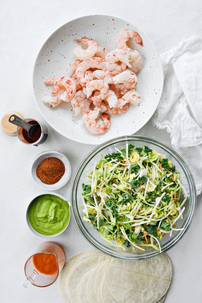 ingredients for Buffalo Cilantro Lime Shrimp Tacos