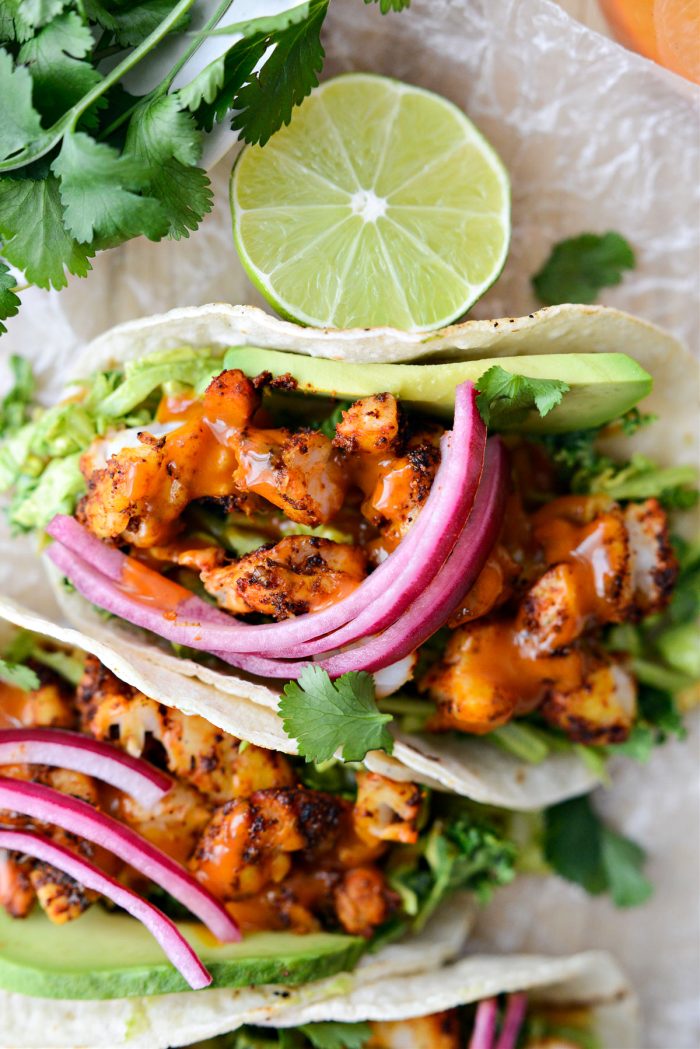 Buffalo Cilantro Lime Shrimp Tacos