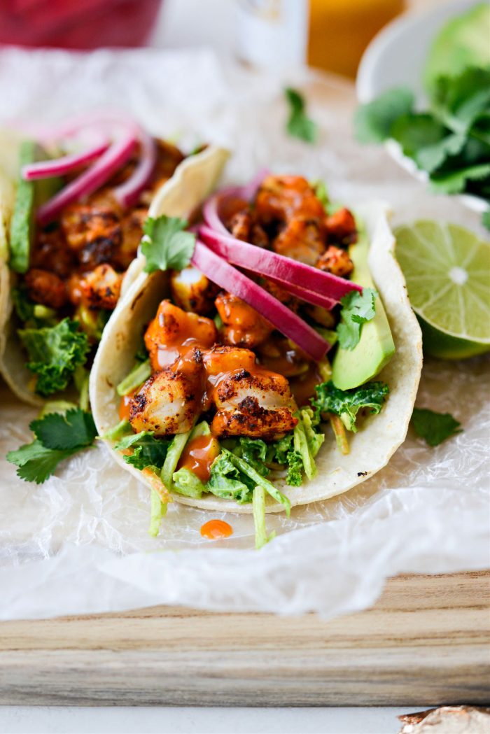 Buffalo Cilantro Lime Shrimp Tacos