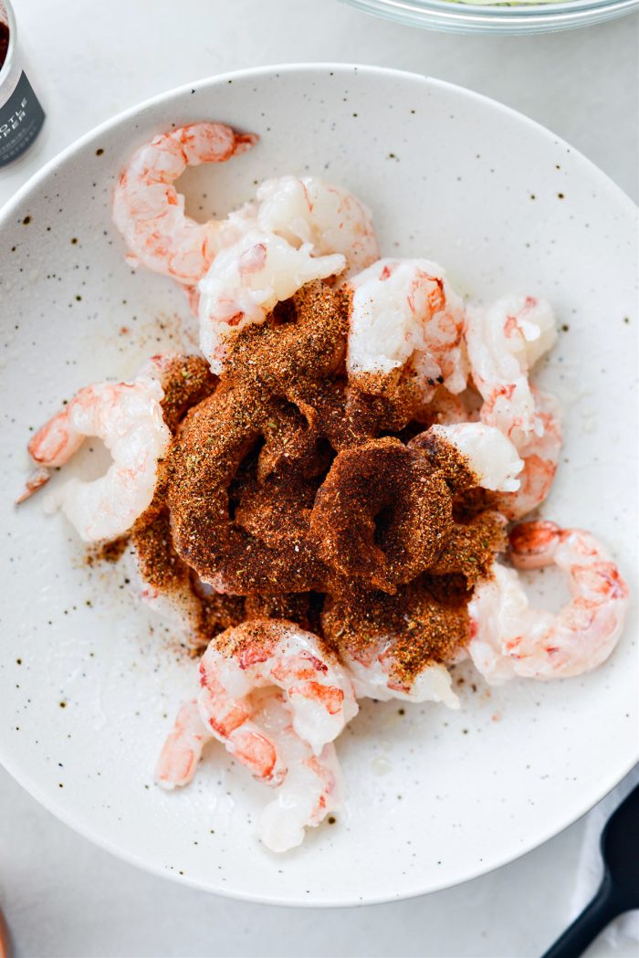 shrimp with southwest seasoning and chipotle powder