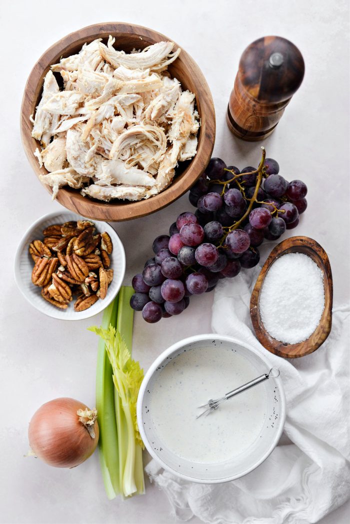 ingredients for Chicken Salad with Grapes and Pecans