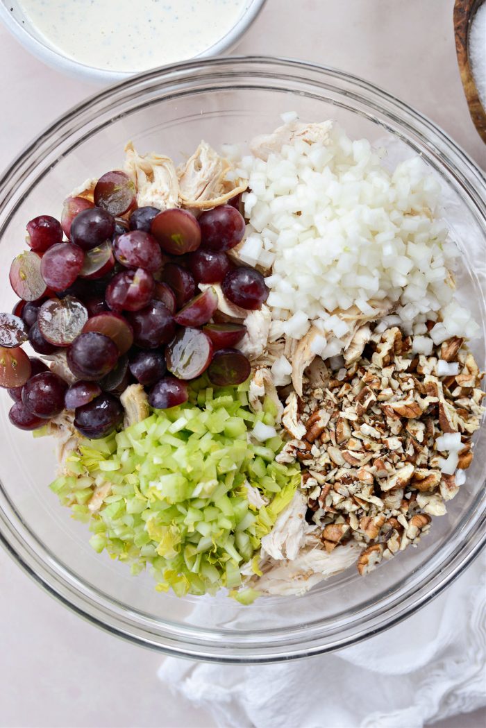 salad ingredients in bowl.