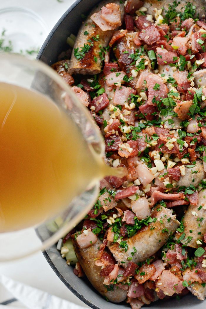 Pour in 2 to 3 cups of low-sodium chicken broth or broth.
