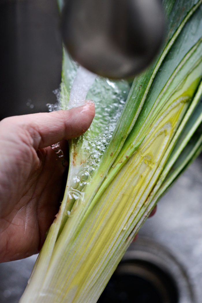 washing leeks