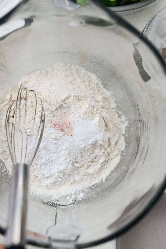 measured dry ingredients in bowl