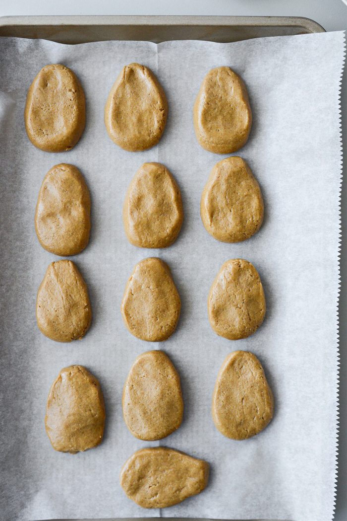 shape each portion into flat egg shape and freeze on parchment in metal pan