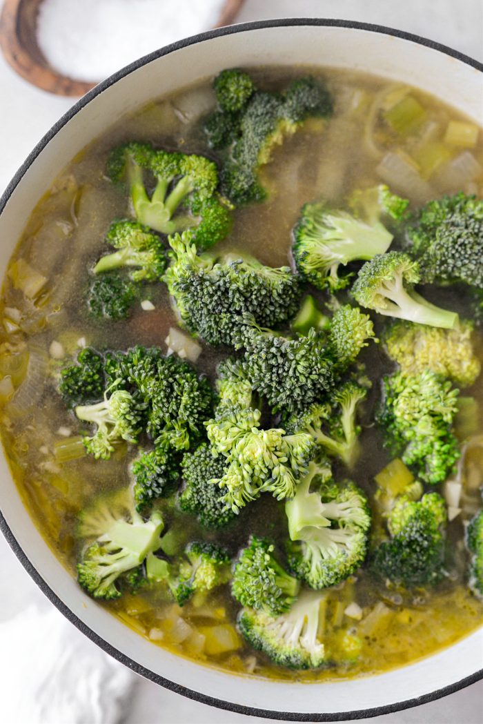 Once it boils, add broccoli