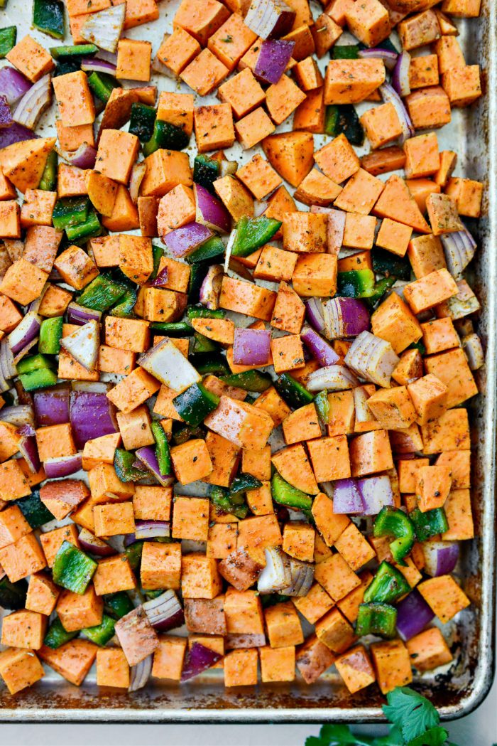 spread out on preheated rimmed baking sheet