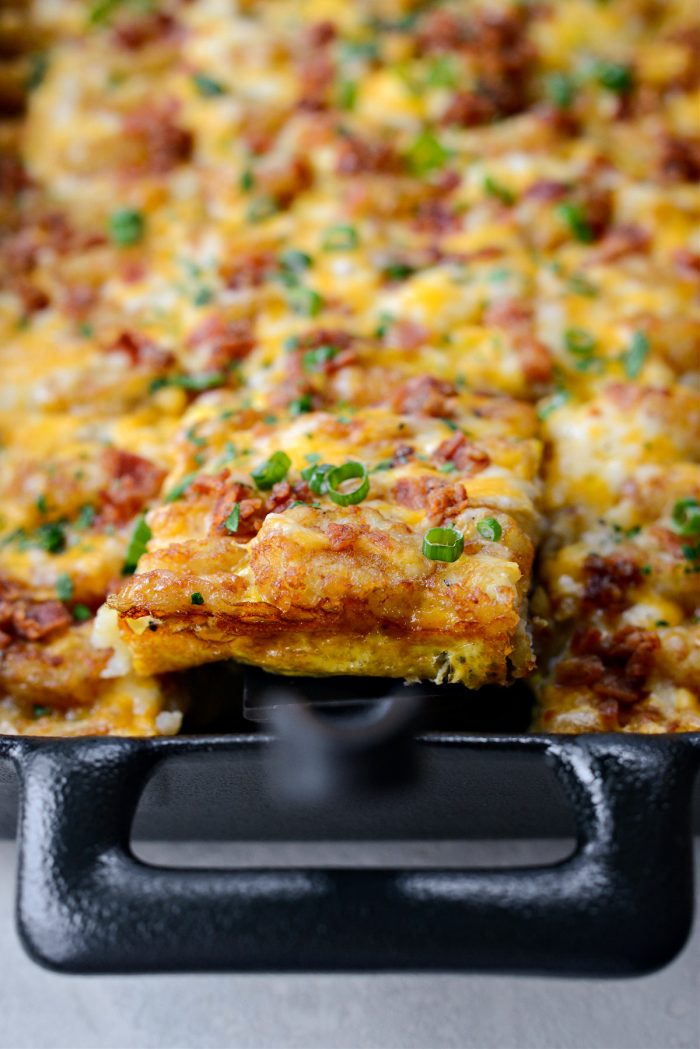 serving Tater Tot Breakfast Casserole