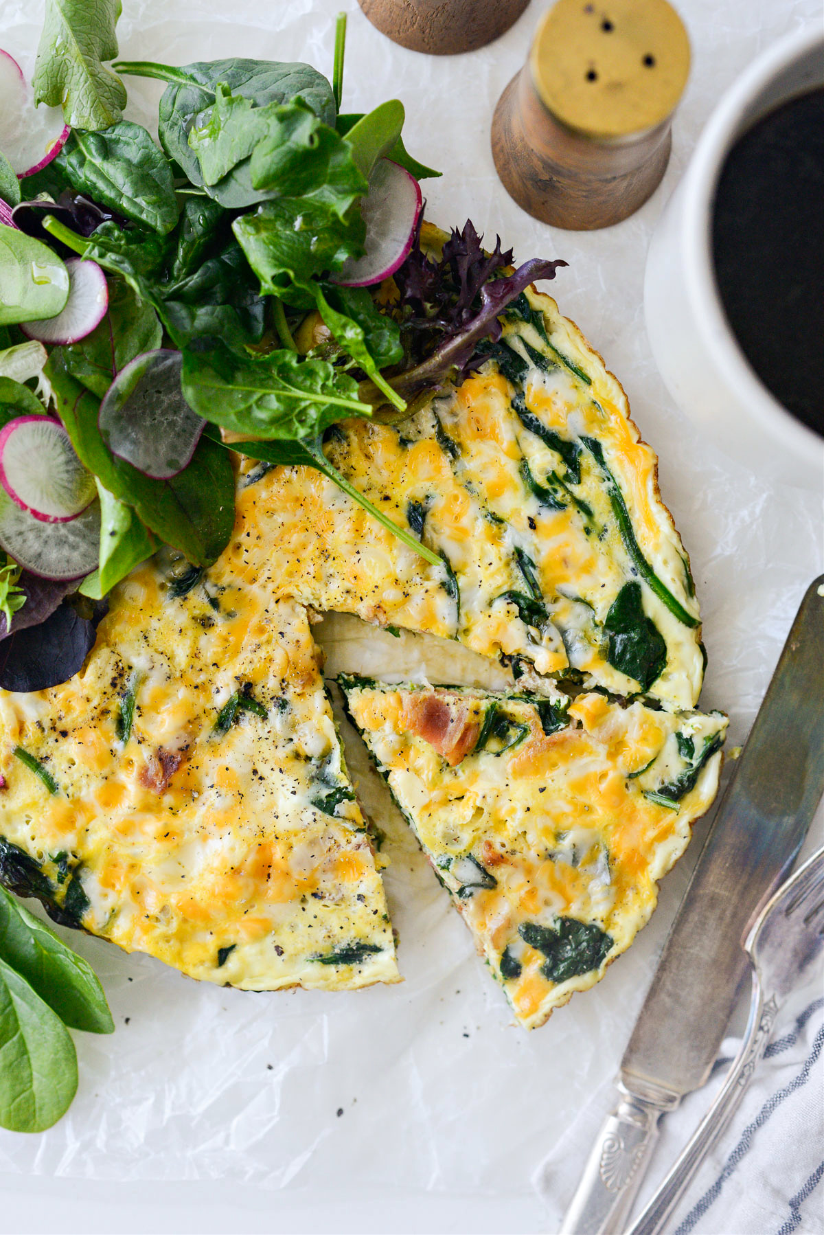 Cheesy Spinach Bacon Frittata Simply Scratch
