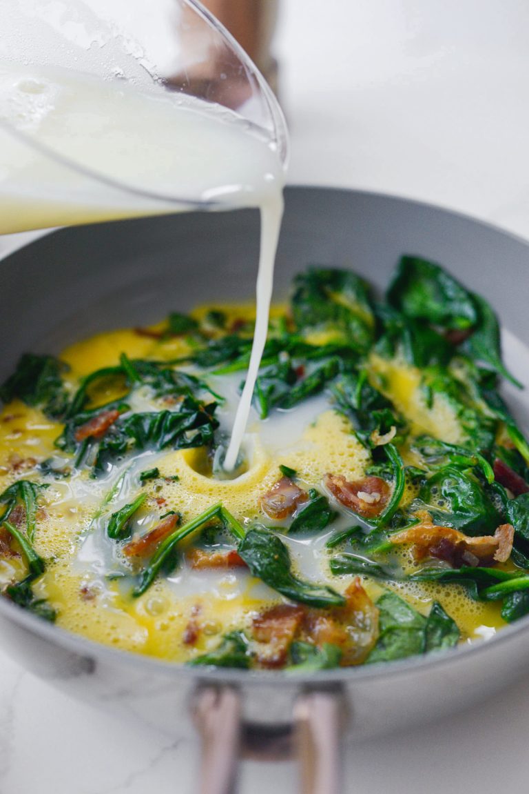 Cheesy Spinach Bacon Frittata - Simply Scratch