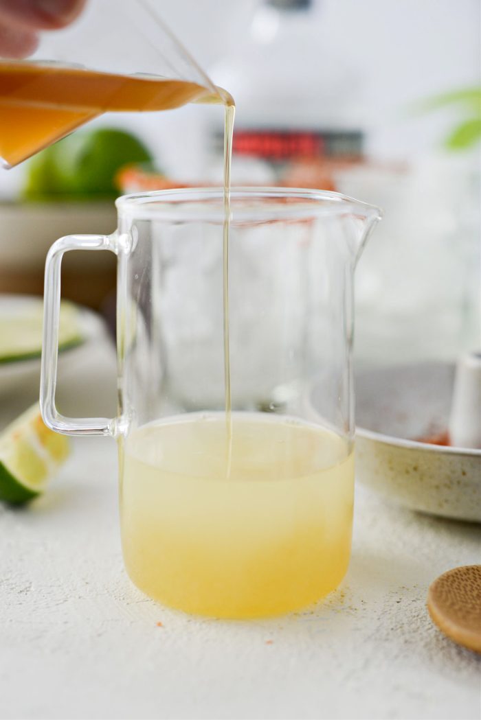 combine lime juice with honey syrup