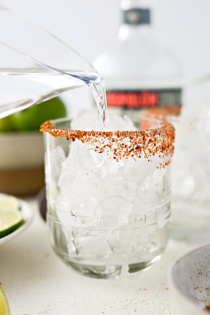 pour tequila over ice