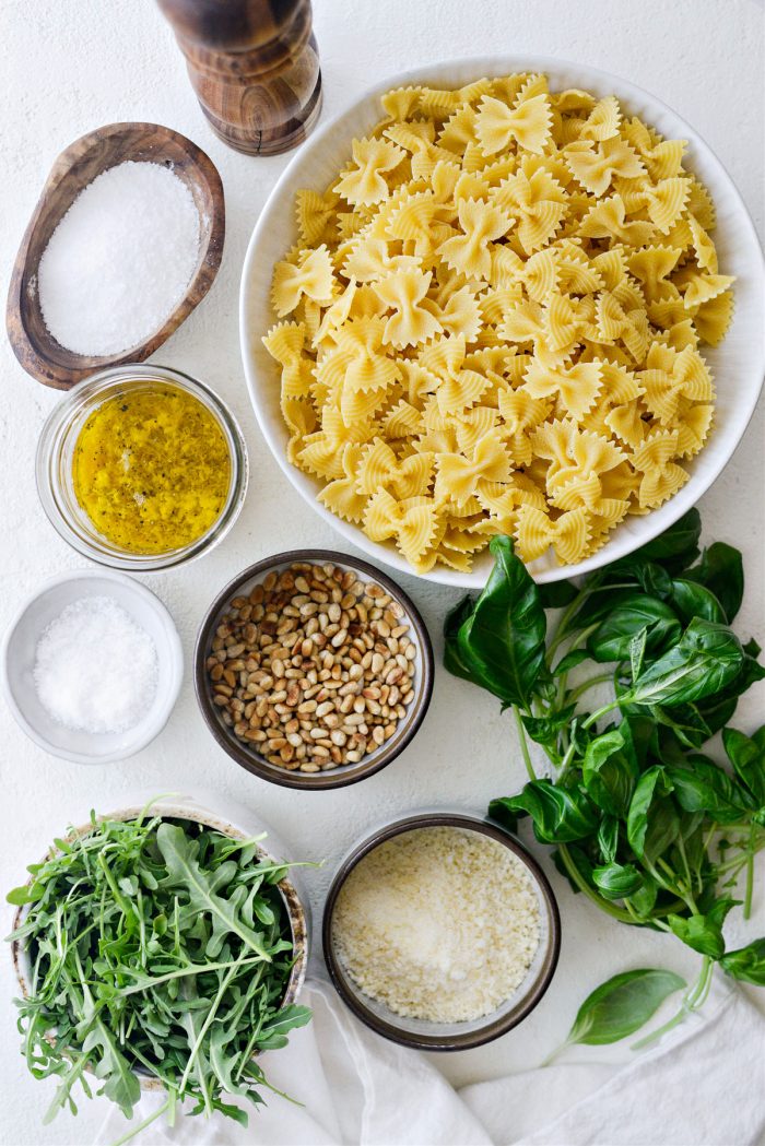 ingredients for Lemon Basil Parmesan Pasta Salad
