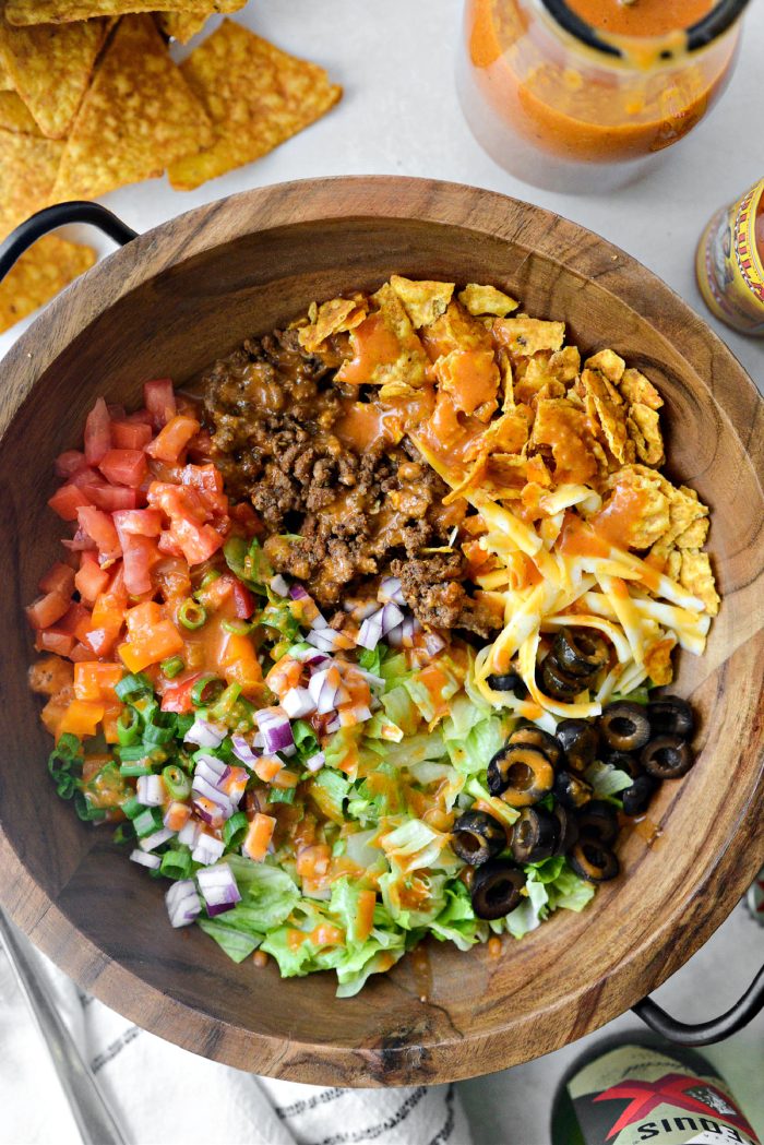 taco salad with homemade catalina dressing