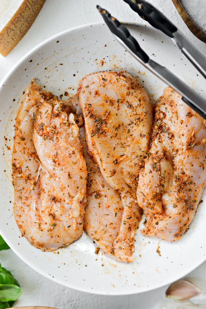 toss thin cut chicken in marinade