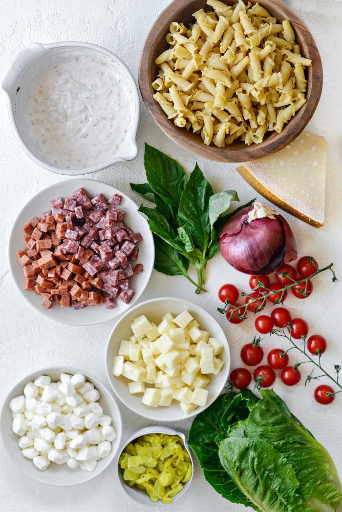 Ingredients for Italian Grinder Pasta Salad