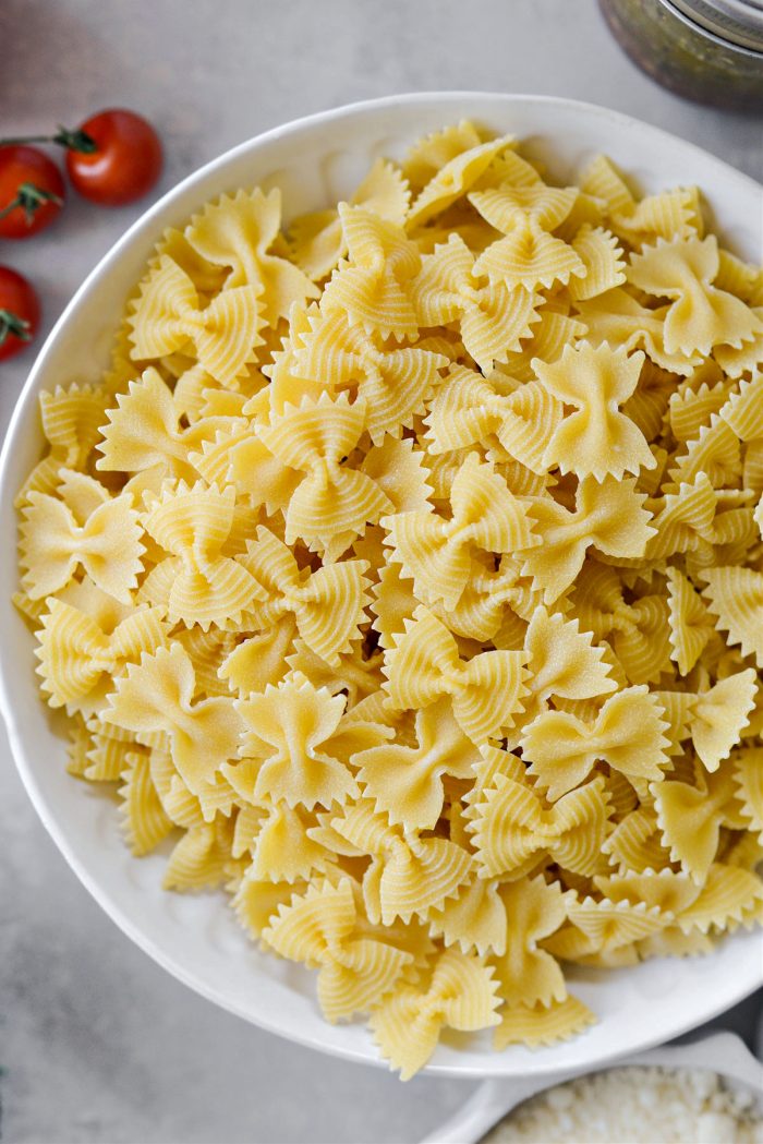 dired bowtie pasta in a bowl