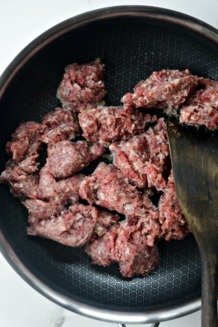 add breakfast sausage to skillet