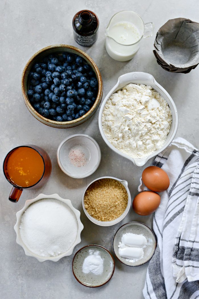 Ingredients for Homemade Blueberry Muffins