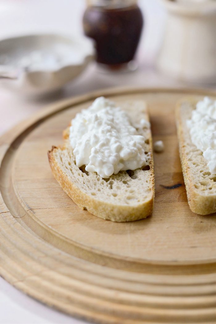 top toasted sourdough with cottage cheese