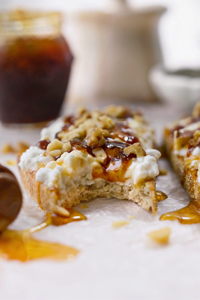 bite of Honey Fig Jam Cottage Cheese Toast