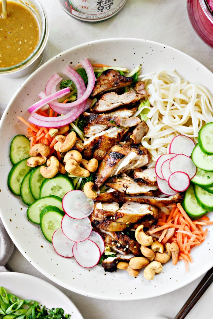 assemble the Grilled Sesame Chicken Noodle Bowls