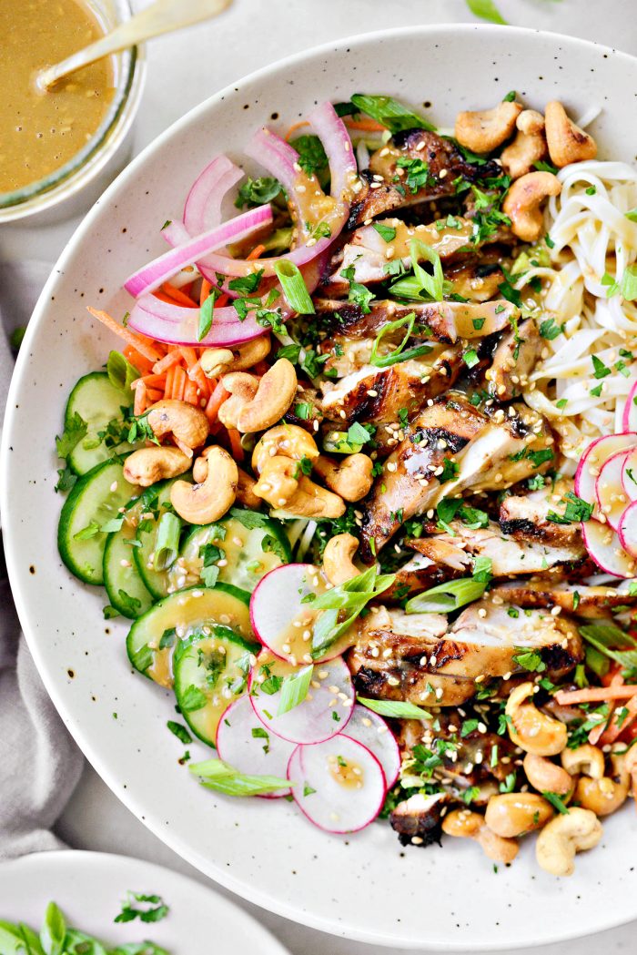 garnish the Grilled Sesame Chicken Noodle Bowls