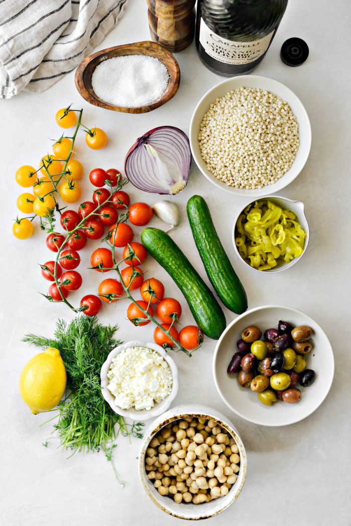 ingredients for Greek Couscous Salad