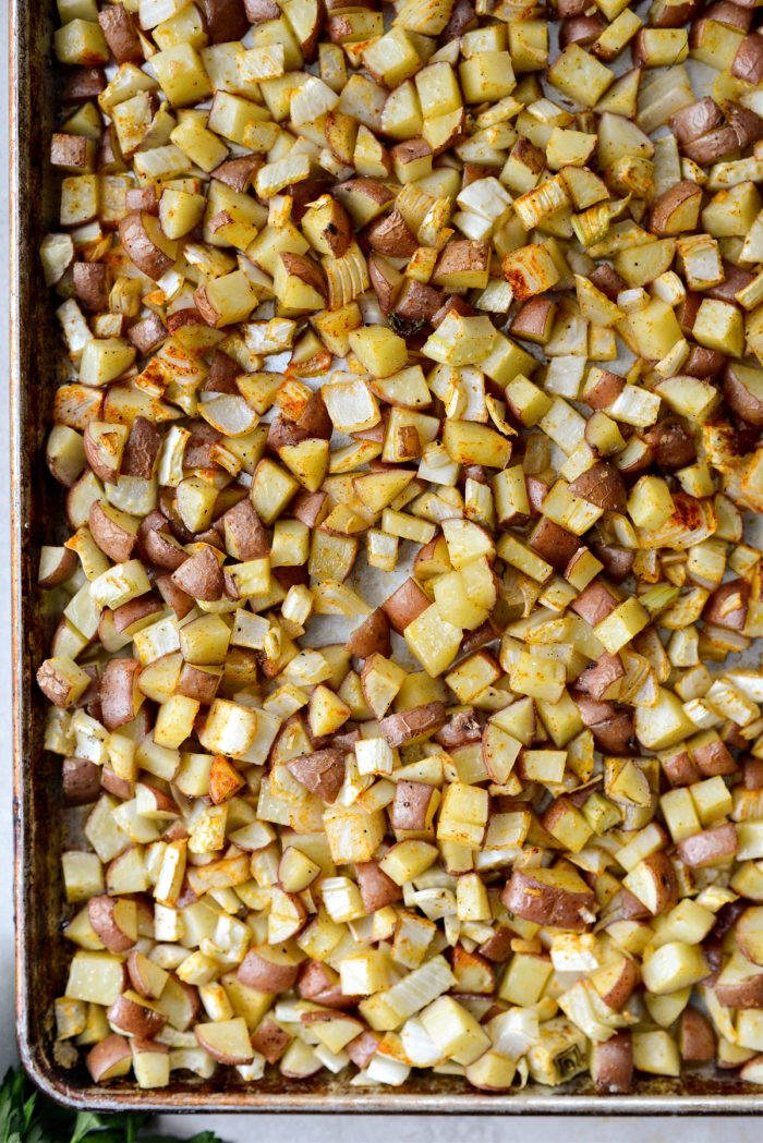 roasted potatoes, fennel and onions