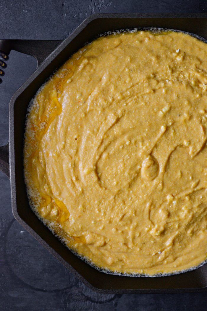 pour in sweet potato cornbread batter