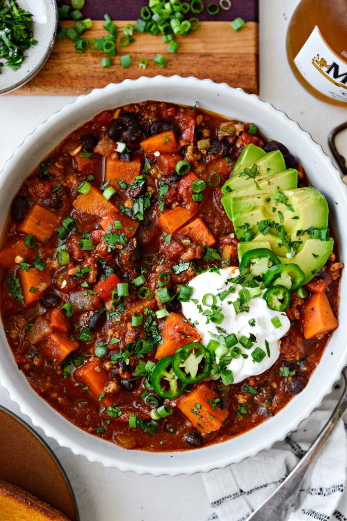add toppings to Sweet Potato Turkey Chili
