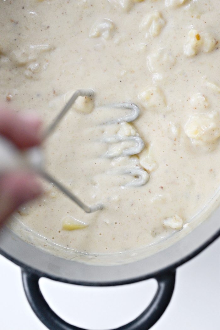 Break up potatoes.