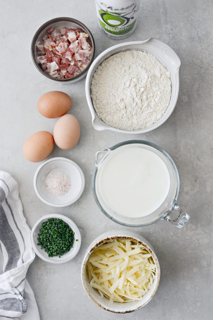ingredients for Bacon Gruyere Popovers
