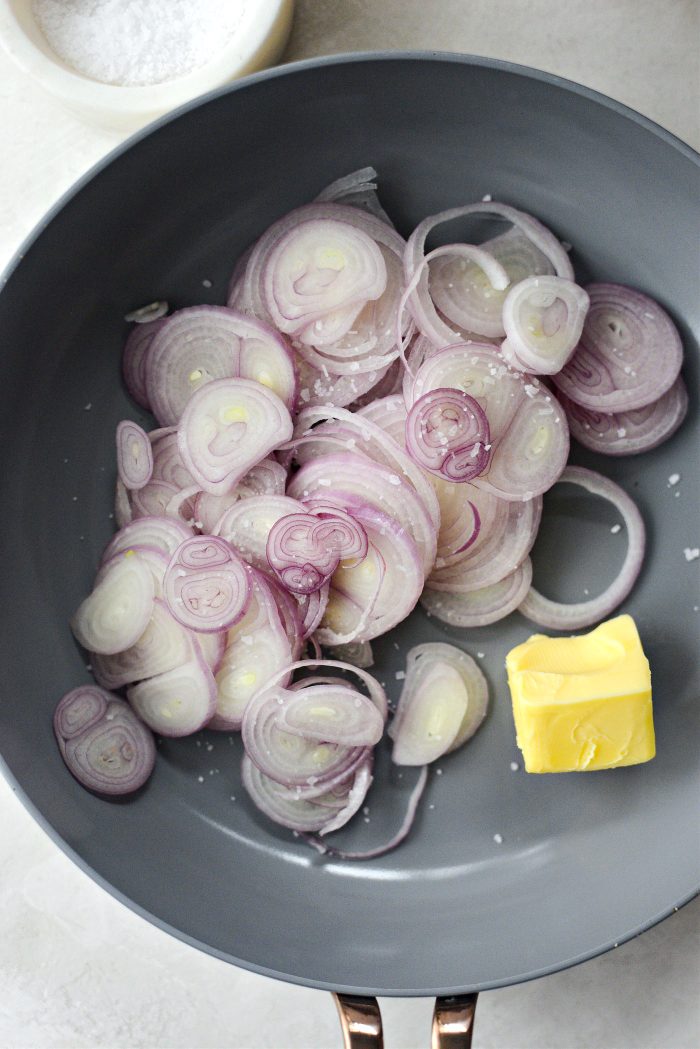 shallots and butter in skillet
