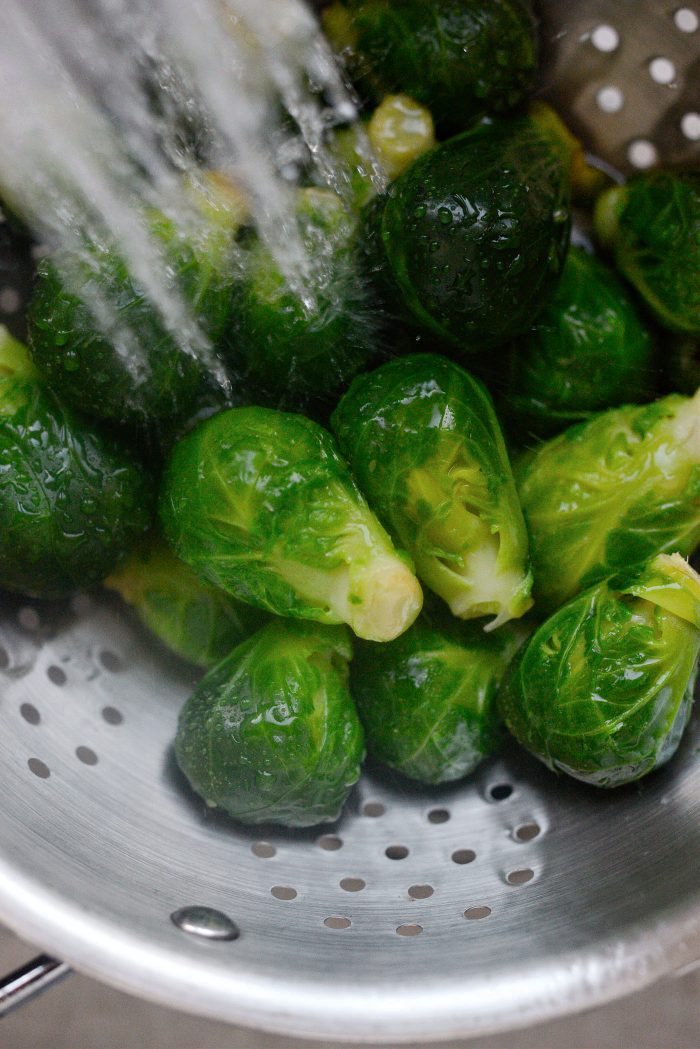 rinse par-cooked brussels