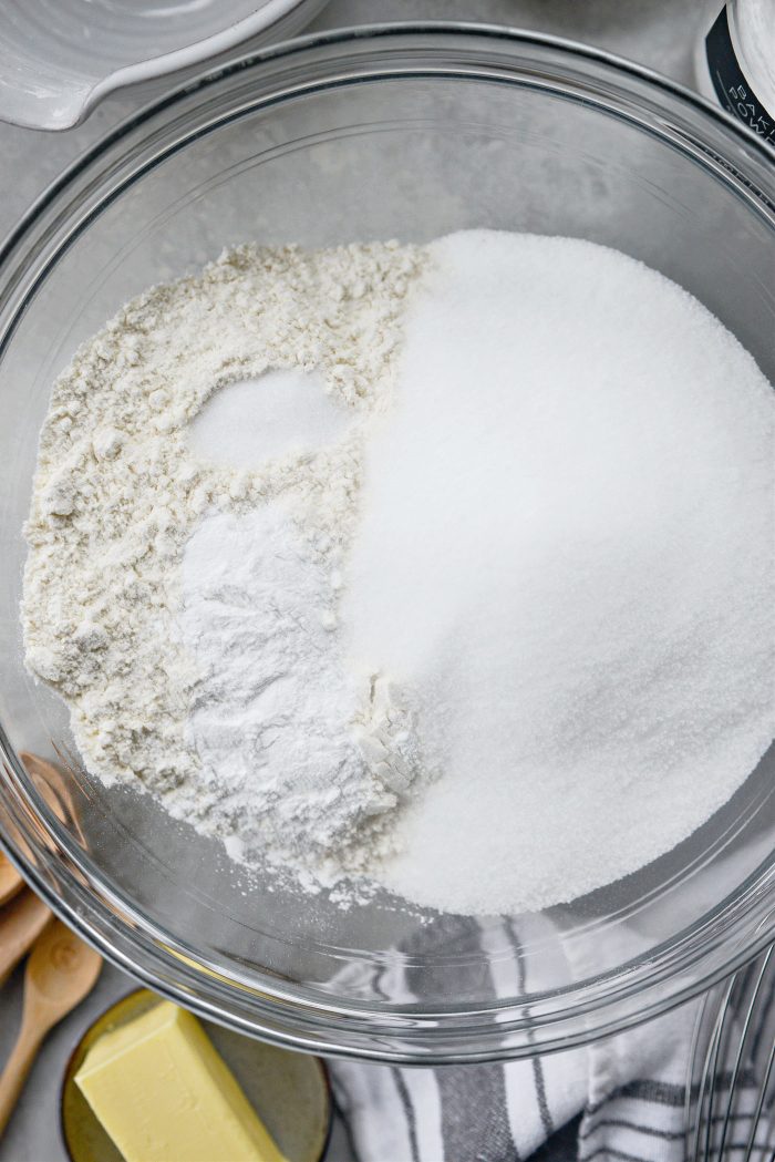 dry ingredients in a mixing bowl.