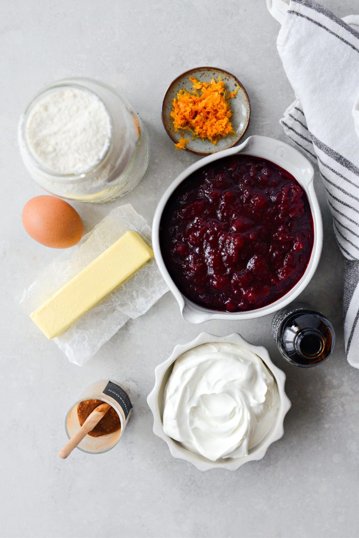 Cranberry Küchen ingredients.